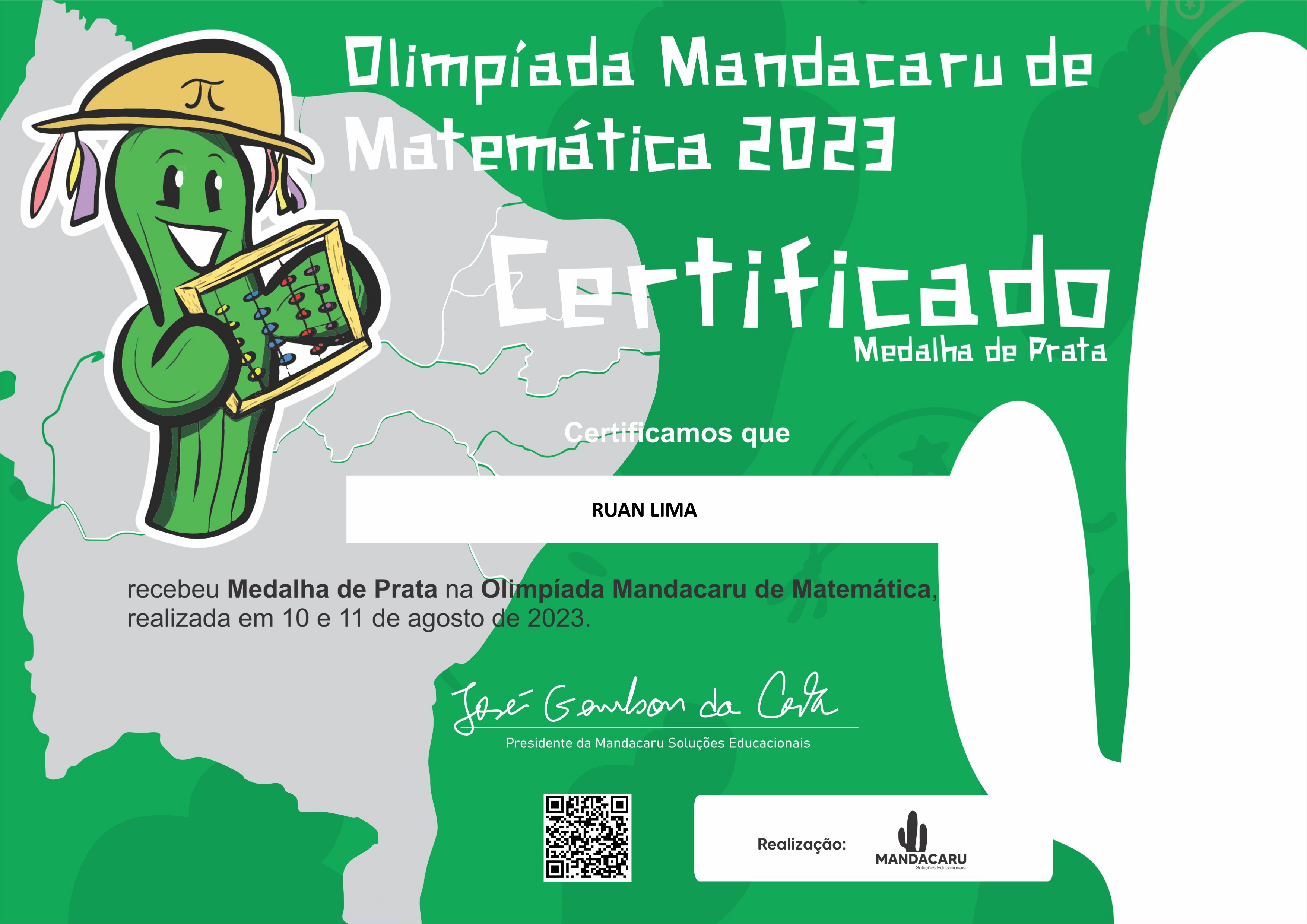 Prata Olimpíada Mandacaru de Matemática